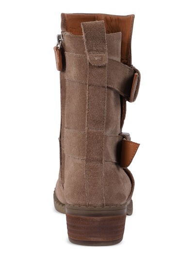 GENTLE SOULS KENNETH COLE Womens Brown Pull Tab Cushioned Buckle Accent Best Double Buckle Round Toe Block Heel Zip-Up Leather Boots Shoes 6.5 M