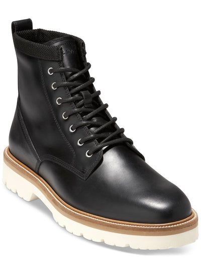 COLE HAAN GRANDSERIES Mens Black Pull Tab Waterproof Cushioned American Classics Round Toe Block Heel Lace-Up Boots 7 M