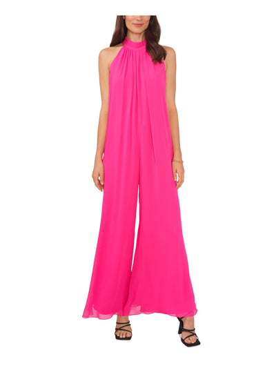 VINCE CAMUTO Womens Zippered Sleeveless Halter Evening Wide Leg Jumpsuit