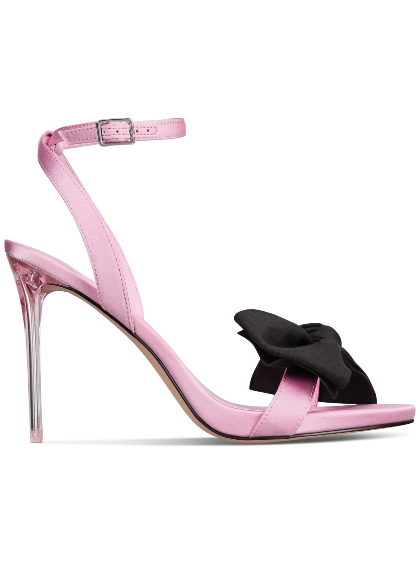 AAJ BY AMINAH Womens Pink Cushioned Bow Accent Ankle Strap Yahira Almond Toe Stiletto Buckle Dress Heeled Sandal 7.5 M