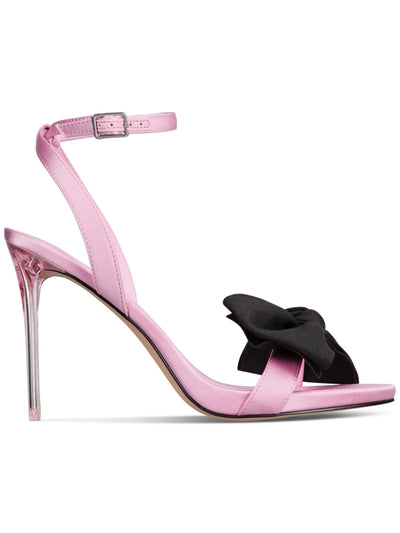 AAJ BY AMINAH Womens Pink Cushioned Bow Accent Ankle Strap Yahira Almond Toe Stiletto Buckle Dress Heeled Sandal 7.5 M