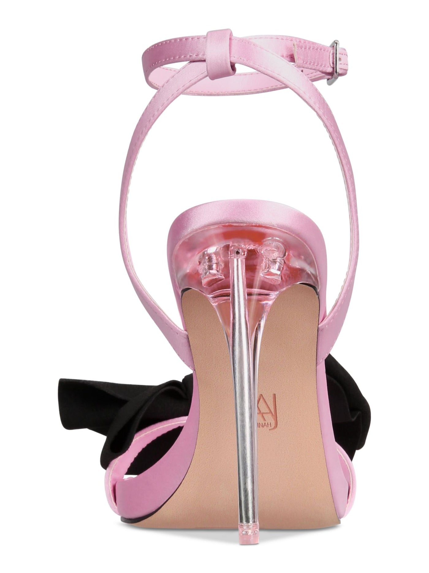 AAJ BY AMINAH Womens Pink Cushioned Bow Accent Ankle Strap Yahira Almond Toe Stiletto Buckle Dress Heeled Sandal 6.5 M