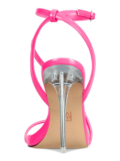 AAJ BY AMINAH Womens Pink Asymmetrical Strap Ankle Strap Padded Zayn Almond Toe Stiletto Buckle Dress Heeled Sandal 5.5 M