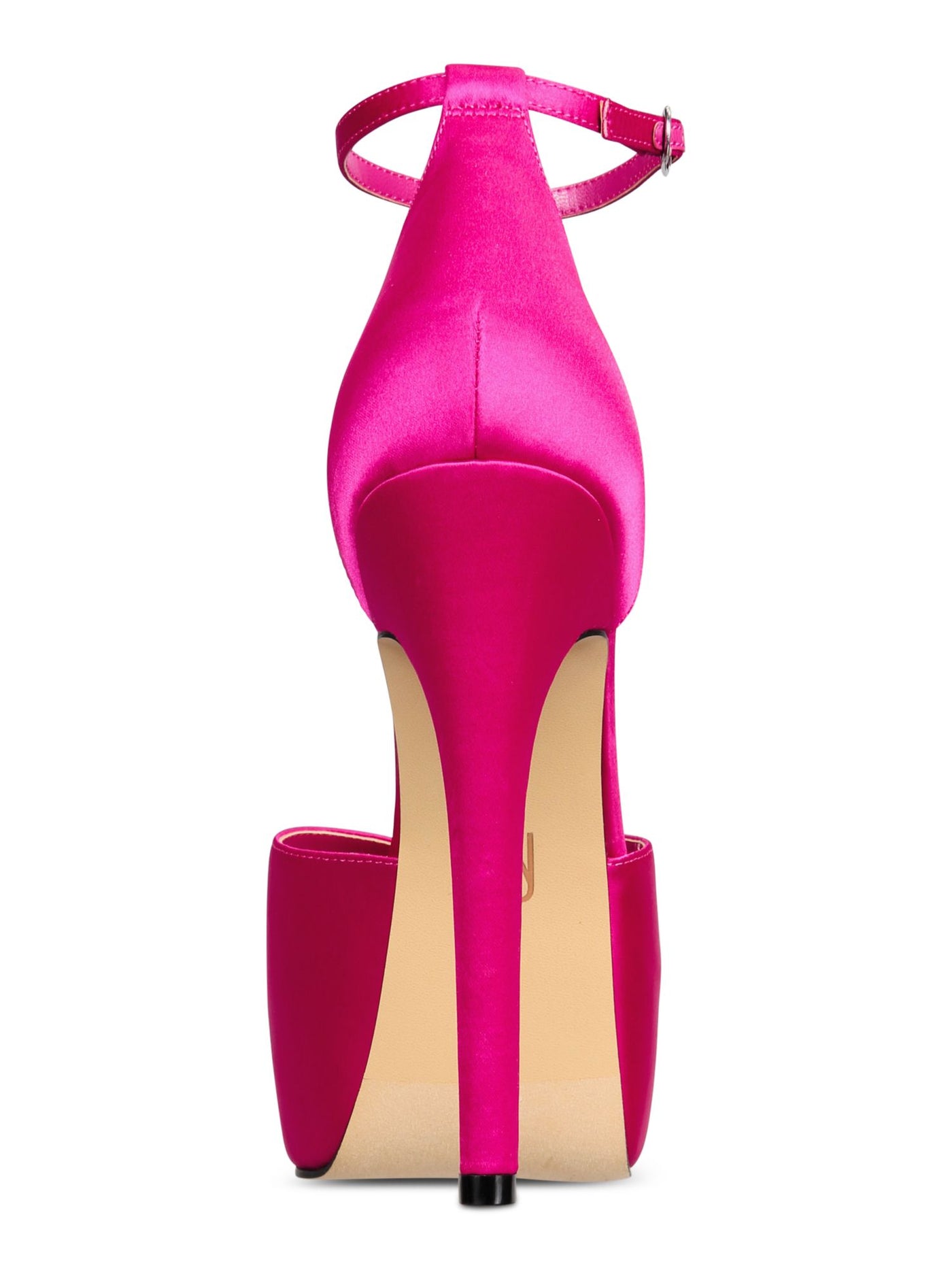AAJ BY AMINAH Womens Pink 1-1/2" Platform Ankle Strap Padded Satiya Pointy Toe Stiletto Buckle Pumps Shoes 8.5 M