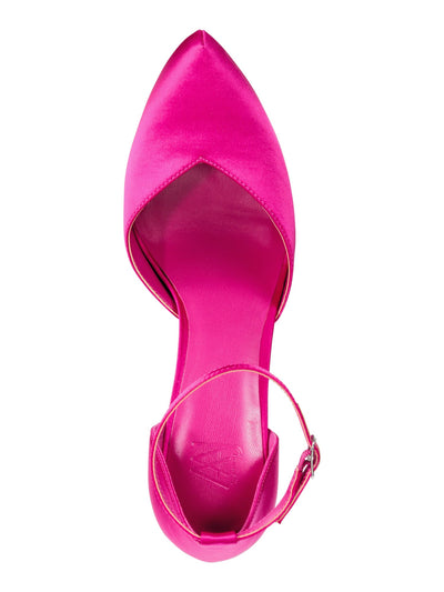 AAJ BY AMINAH Womens Pink 1-1/2" Platform Ankle Strap Padded Satiya Pointy Toe Stiletto Buckle Pumps Shoes 7 M