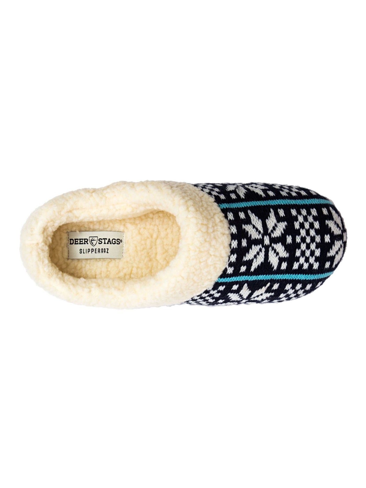 DEER STAGS Mens Navy Patterned Cushioned Lodge Round Toe Slip On Slippers Shoes 10