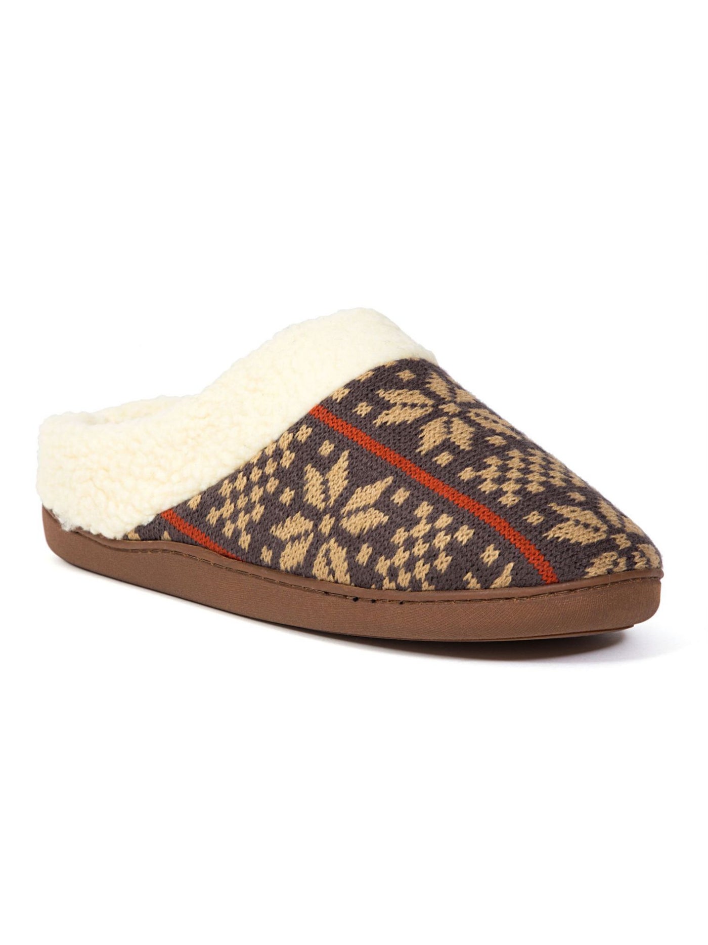 DEER STAGS Mens Brown Patterned Cushioned Lodge Round Toe Slip On Slippers Shoes 9-10