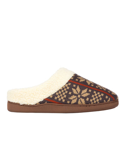 DEER STAGS Mens Brown Patterned Cushioned Lodge Round Toe Slip On Slippers Shoes 9-10