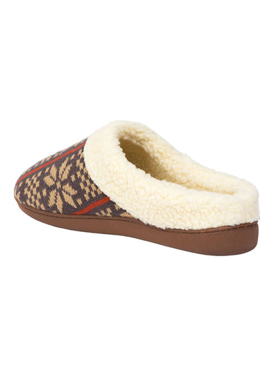 DEER STAGS Mens Brown Patterned Cushioned Lodge Round Toe Slip On Slippers Shoes 9-10