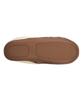 DEER STAGS Mens Brown Patterned Cushioned Lodge Round Toe Slip On Slippers Shoes