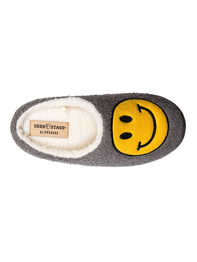 DEER STAGS Mens Gray Smiley Face Cushioned Slipperooz Round Toe Slip On Slippers Shoes 7 M