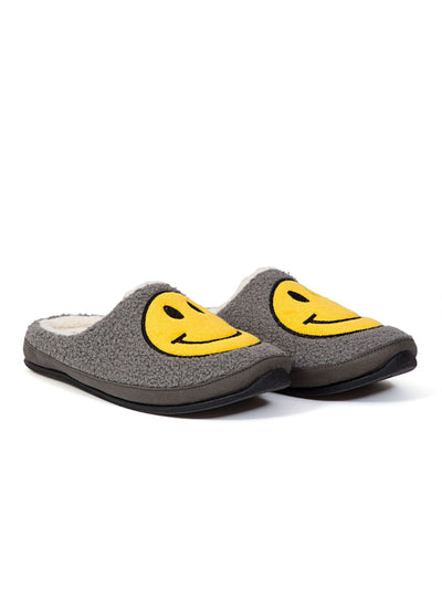 DEER STAGS Mens Gray Smiley Face Cushioned Slipperooz Round Toe Slip On Slippers Shoes 7 M