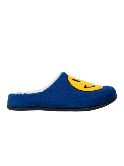 DEER STAGS Mens Blue Smiley Face Cushioned Slipperooz Round Toe Slip On Slippers Shoes 9 M