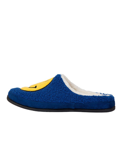 DEER STAGS Mens Blue Smiley Face Cushioned Round Toe Slip On Slippers 7 M