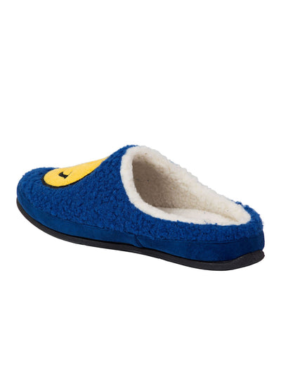 DEER STAGS Mens Blue Smiley Face Cushioned Slipperooz Round Toe Slip On Slippers Shoes 10 M