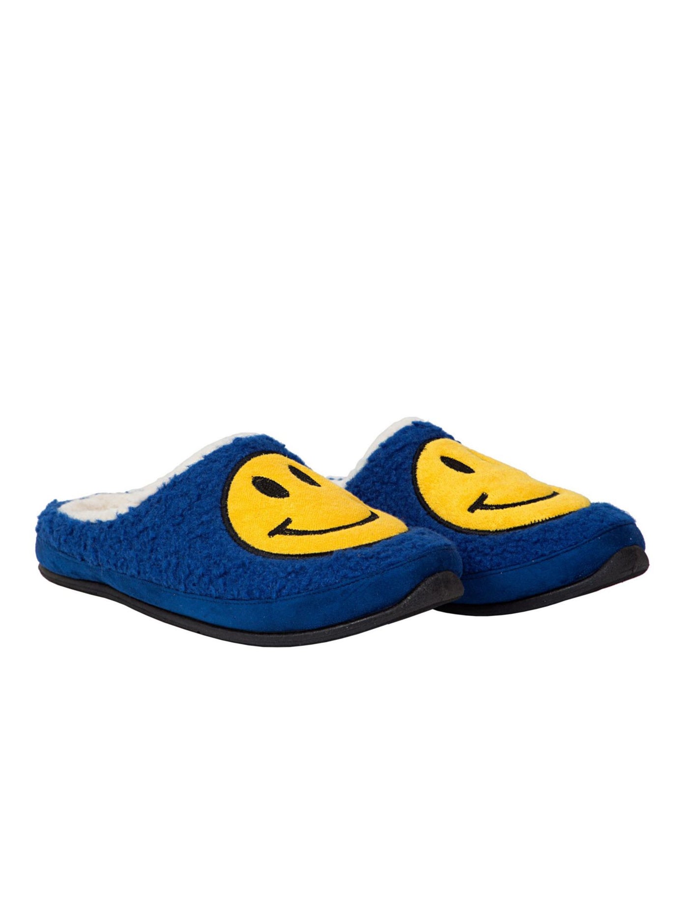 DEER STAGS Mens Blue Smiley Face Cushioned Slipperooz Round Toe Slip On Slippers Shoes 9 M