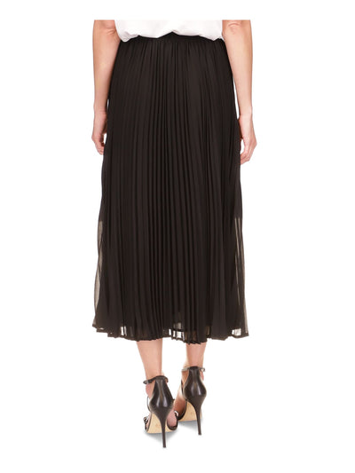 MICHAEL MICHAEL KORS Womens Black Lined Elastic Waist Pull-on Midi Wear To Work Pleated Skirt XL