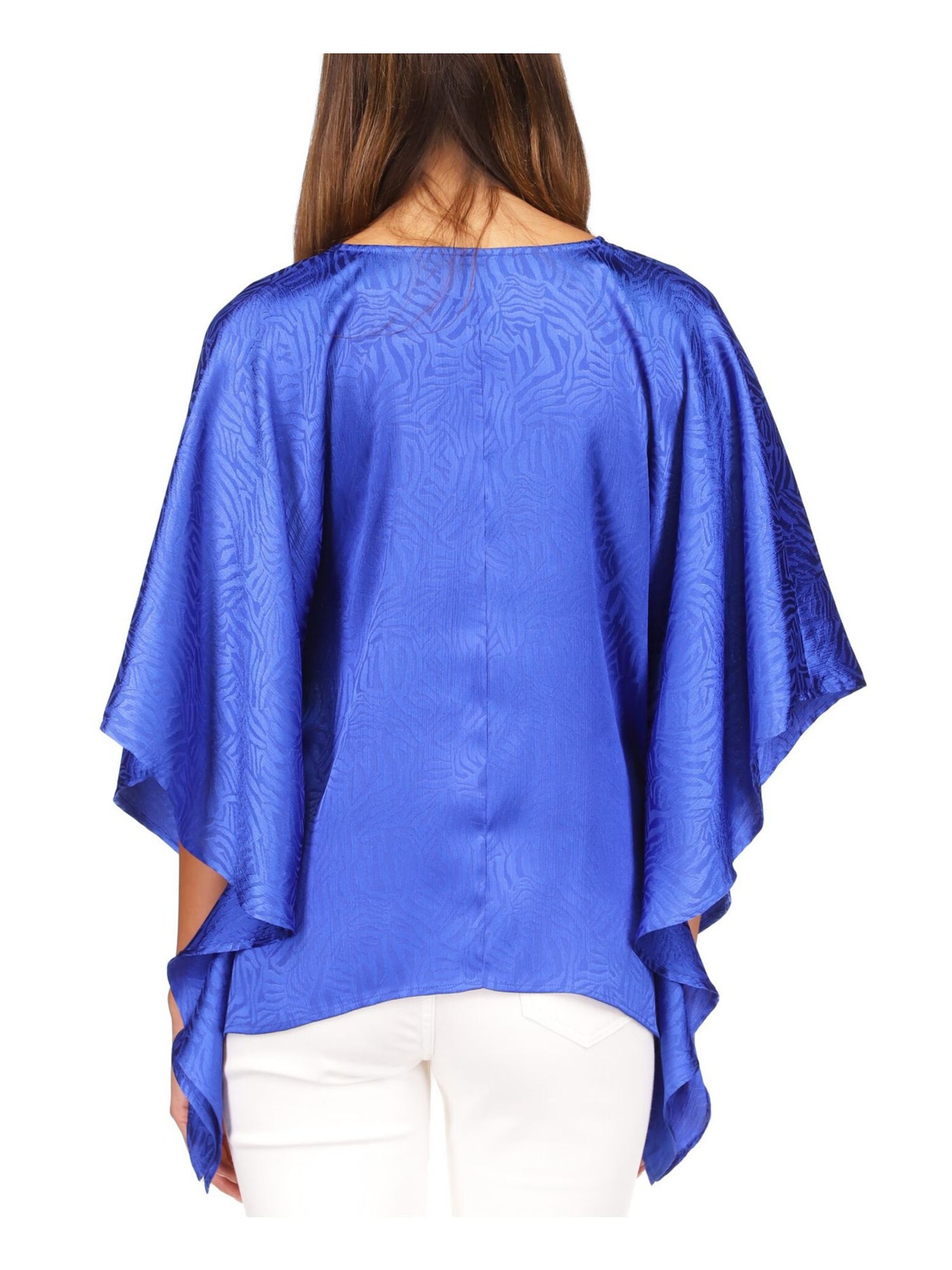 MICHAEL MICHAEL KORS Womens Blue Flutter Sleeve V Neck Top L\XL