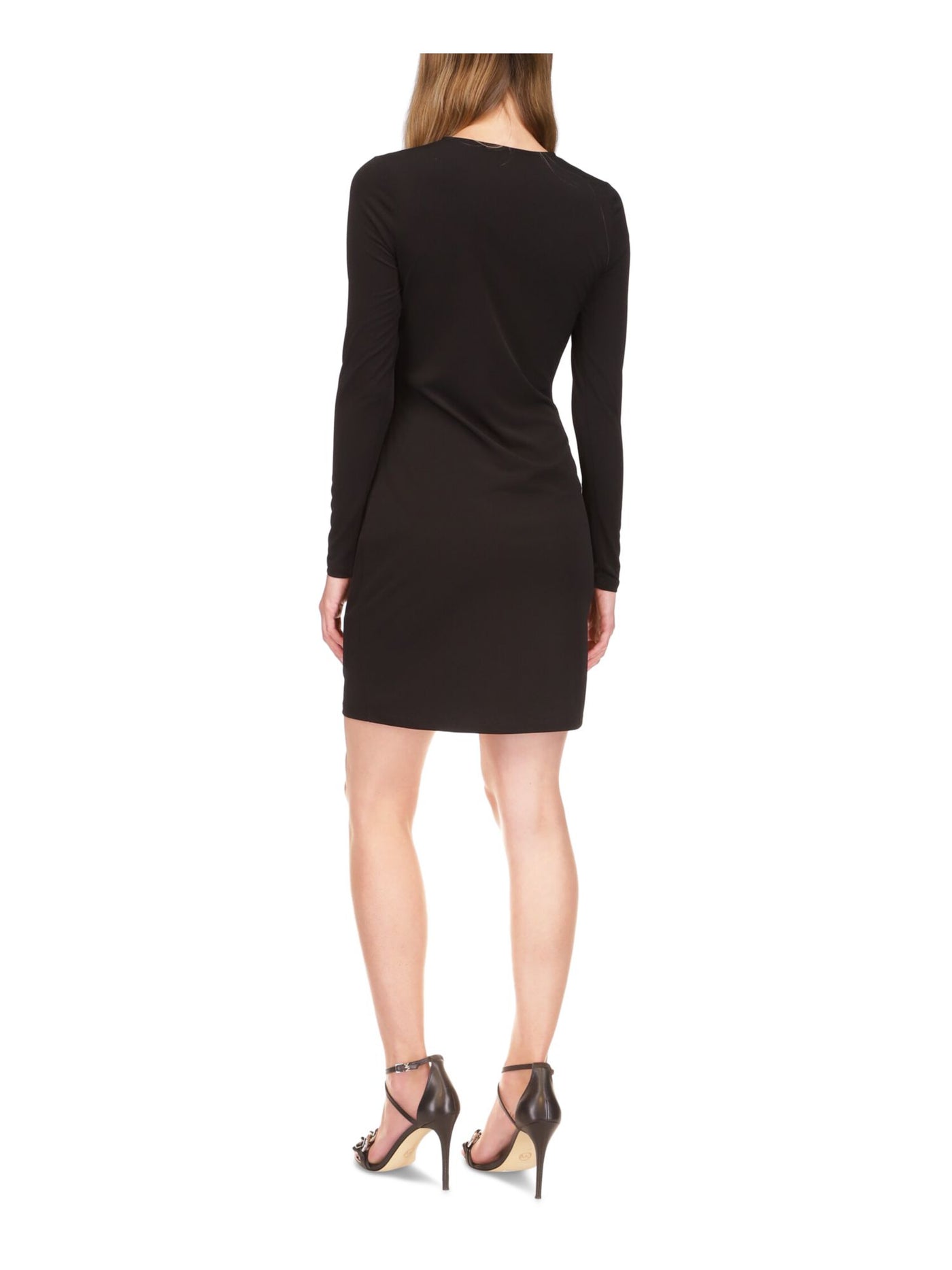 MICHAEL MICHAEL KORS Womens Black Long Sleeve V Neck Cocktail Sheath Dress XS