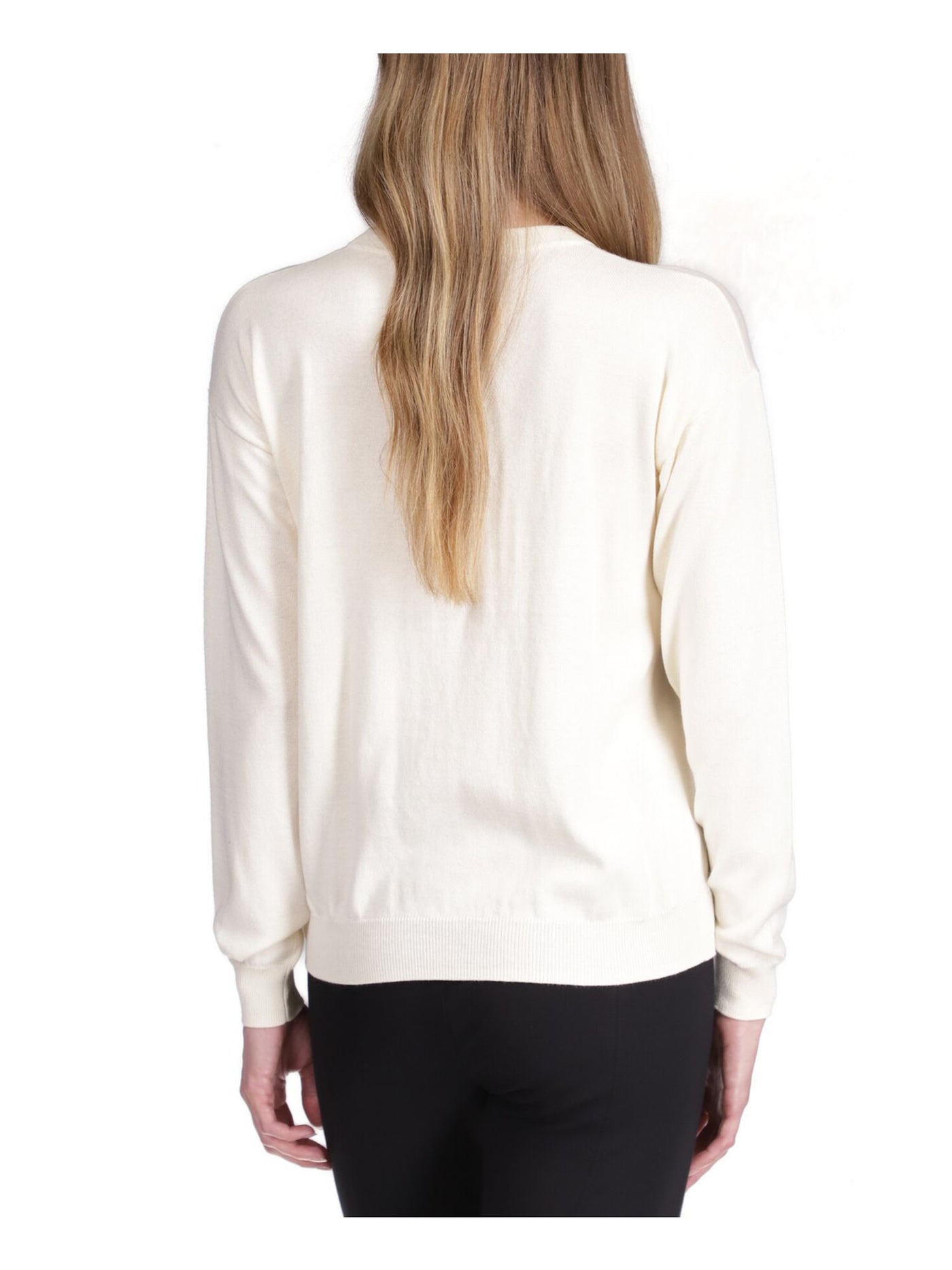 MICHAEL MICHAEL KORS Womens Ivory Long Sleeve Crew Neck Sweater Petites P\S