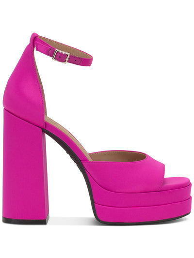 INC Womens Pink 1-1/2" Platform Ankle Strap Cushioned Arya Square Toe Block Heel Buckle Heeled Sandal 9.5 M