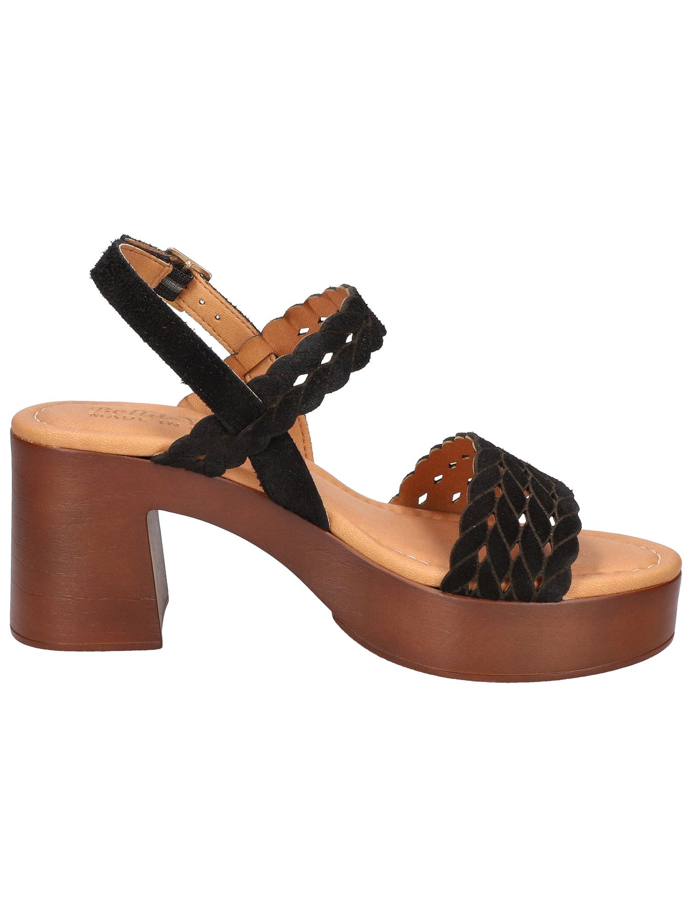 BELLA VITA Womens Black Faux Braided 1" Platform Padded Ankle Strap Jud-italy Open Toe Block Heel Buckle Leather Heeled Sandal 8 W