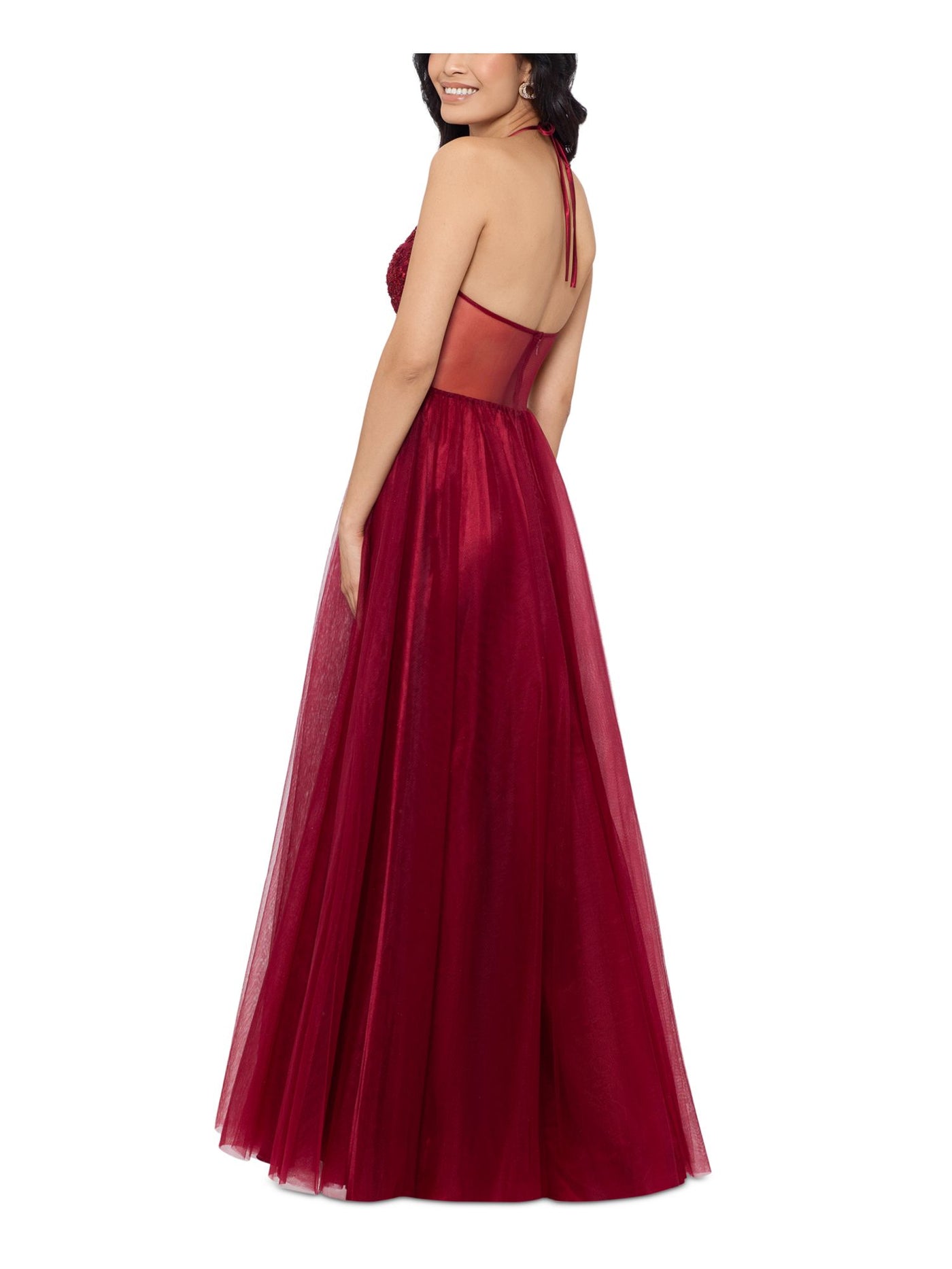 BLONDIE NITES Womens Sequined Sleeveless V Neck Full-Length Prom Gown Dress