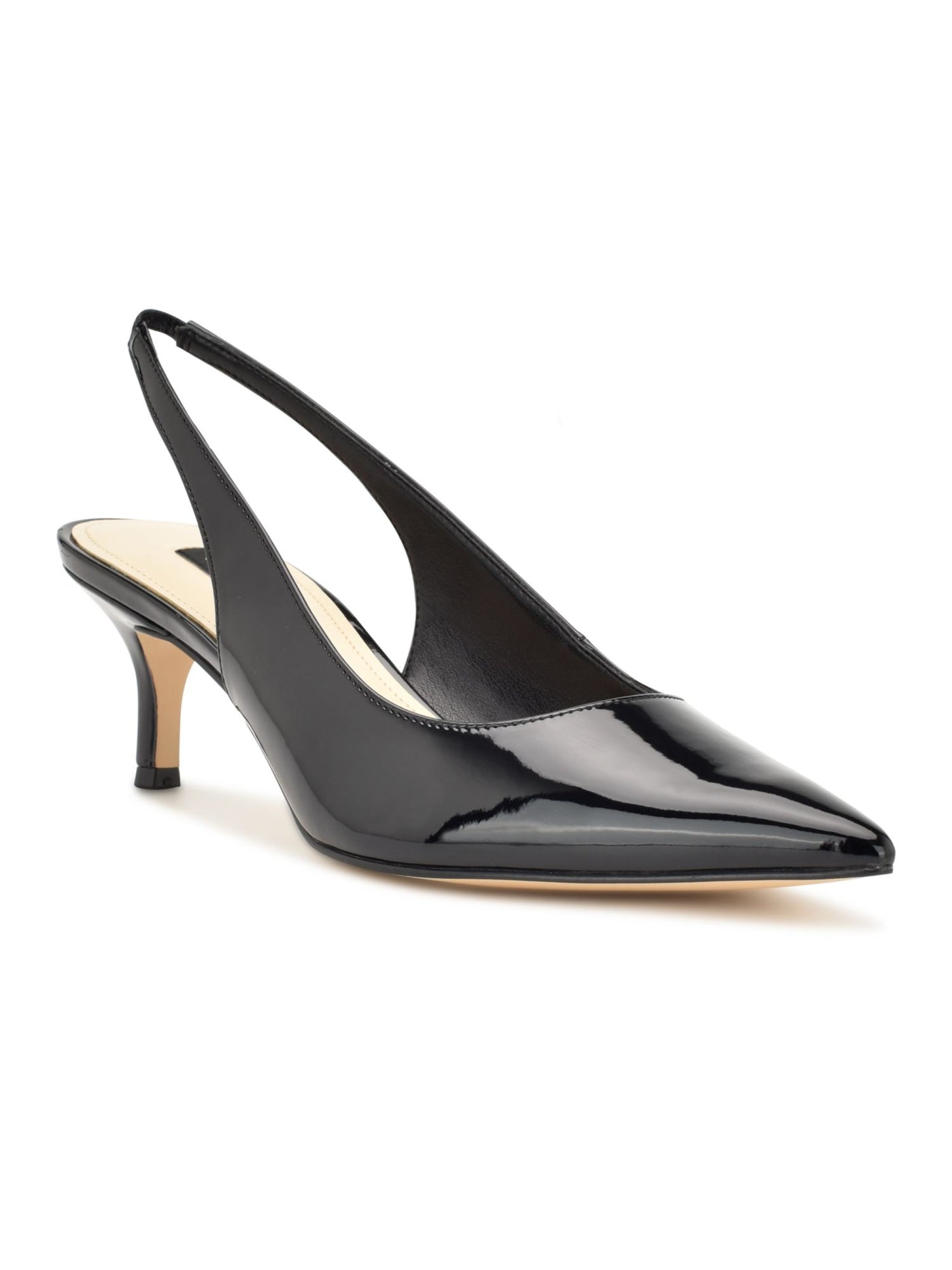 NINE WEST Womens Black Goring Padded Nataly Pointed Toe Kitten Heel Slip On Slingback 9.5 M