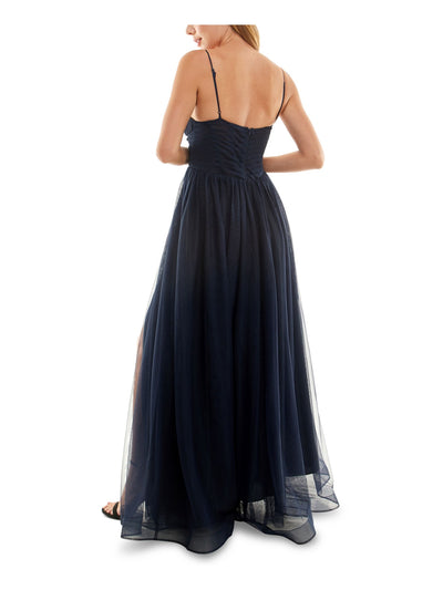 SPEECHLESS Womens Zippered Spaghetti Strap V Neck Full-Length Formal Gown Dress