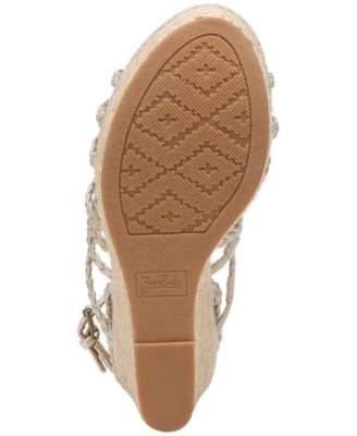 ZODIAC Womens Gold 1-1/2" Platformarch Support Cushioned Braided Ankle Strap Shana Round Toe Wedge Buckle Espadrille Shoes