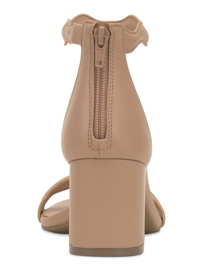 INC Womens Beige Slip Resistant Arch Support Cushioned Ankle Strap Scalloped Sollisa Round Toe Block Heel Zip-Up Dress Heeled Sandal 12 M