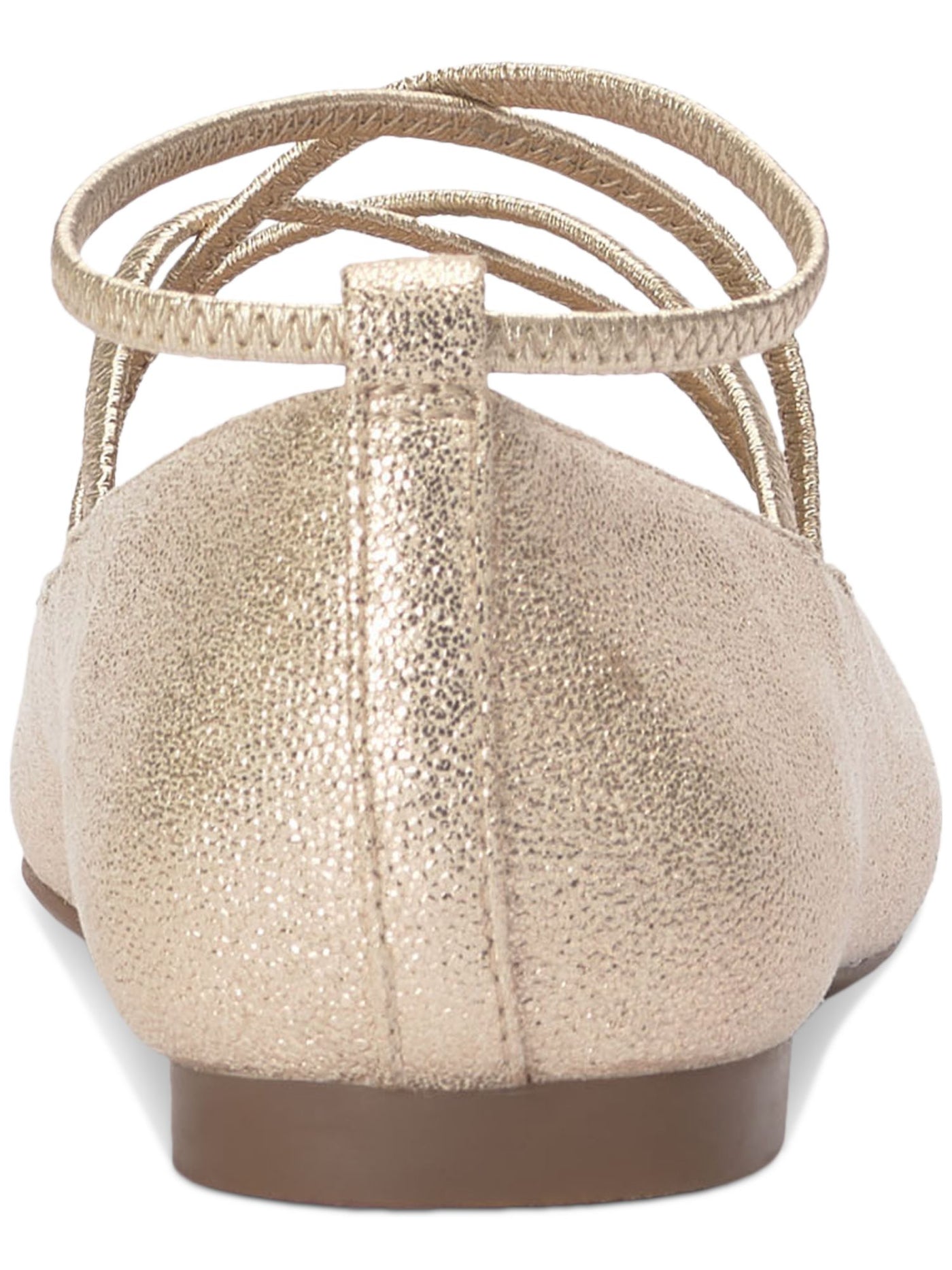JESSICA SIMPSON Womens Gold Metallic Bunjee Straps Asymmetrical Padded Fantine Square Toe Slip On Ballet Flats 7 M