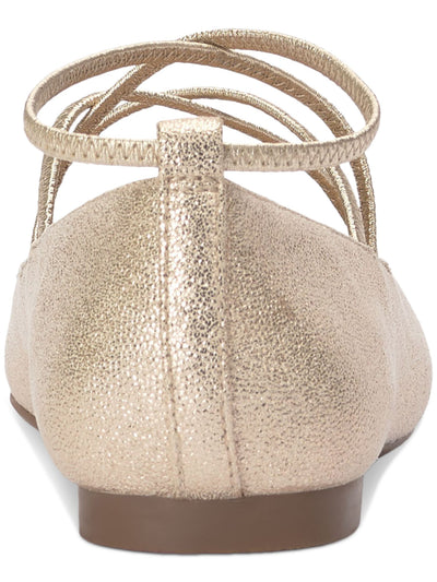 JESSICA SIMPSON Womens Gold Metallic Bunjee Straps Asymmetrical Padded Fantine Square Toe Slip On Ballet Flats 7 M