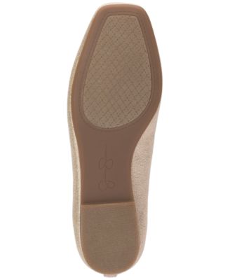 JESSICA SIMPSON Womens Gold Metallic Bunjee Straps Asymmetrical Padded Fantine Square Toe Slip On Ballet Flats M