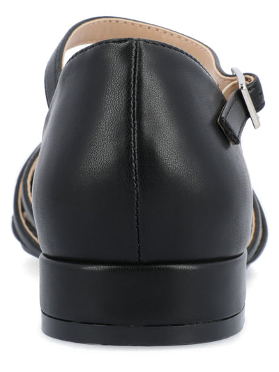 JOURNEE COLLECTION Womens Black Ankle Strap Padded Joannah Round Toe Buckle Flats Shoes 10