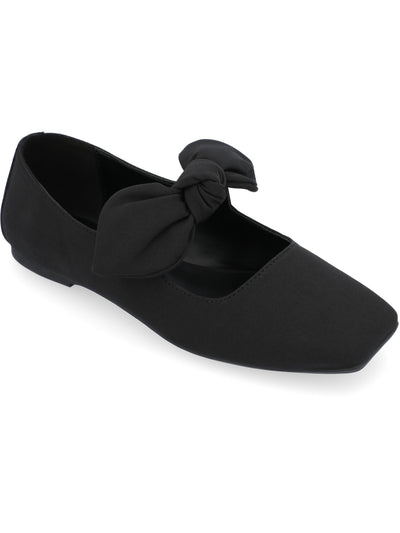 JOURNEE COLLECTION Womens Black Bow Accent Cushioned Seralinn Square Toe Slip On Flats Shoes 7