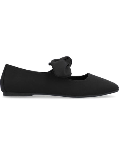 JOURNEE COLLECTION Womens Black Bow Accent Cushioned Seralinn Square Toe Slip On Flats Shoes 7