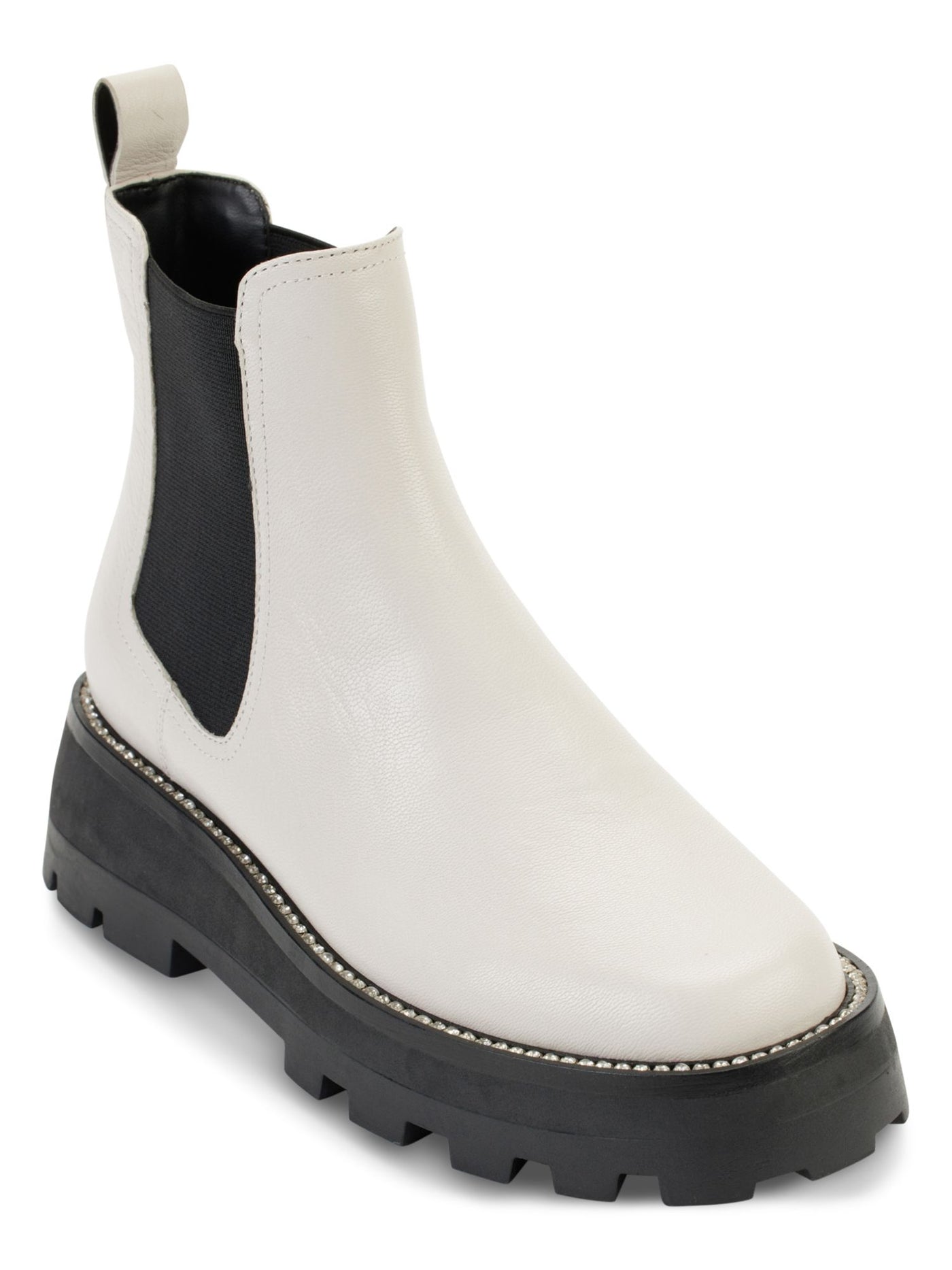 KARL LAGERFELD PARIS Womens White Goring Cushioned Mayde Round Toe Block Heel Chelsea 9.5 M
