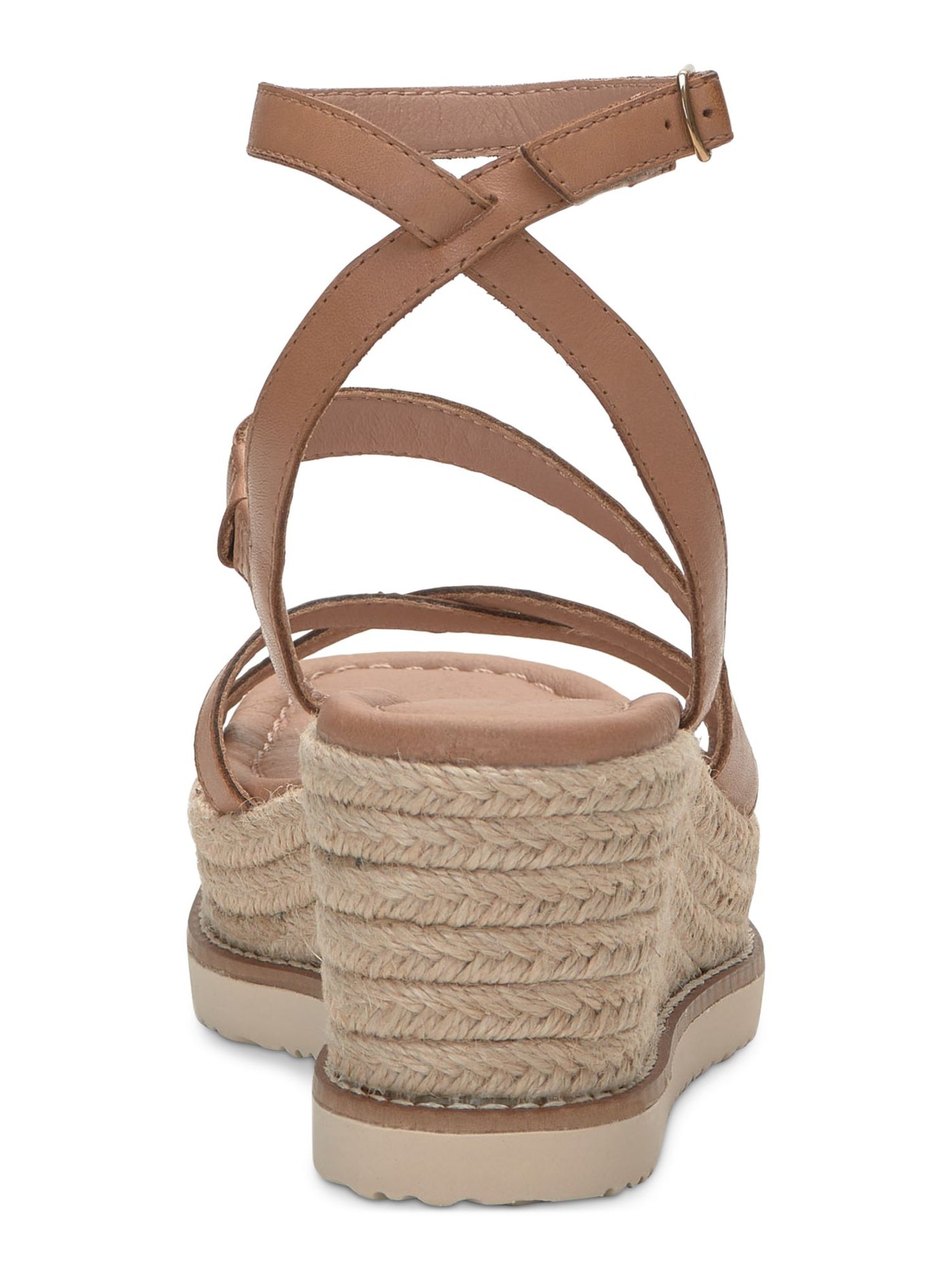 LUCKY BRAND Womens Beige 1-1/2" Platform Goring Strappy Padded Asymmetrical Ankle Strap Carolie Square Toe Wedge Buckle Leather Espadrille Shoes 9.5 M