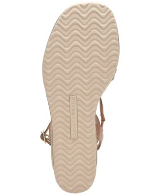 LUCKY BRAND Womens Beige 1-1/2" Platform Goring Strappy Padded Asymmetrical Ankle Strap Carolie Square Toe Wedge Buckle Leather Espadrille Shoes M