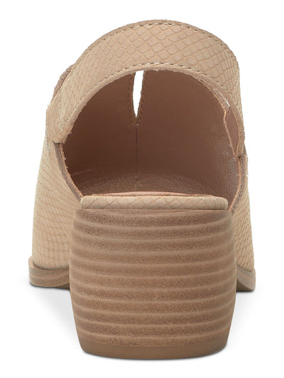 LUCKY BRAND Womens Beige V-Notch Detail At Vamp Goring Padded Jaila Round Toe Stacked Heel Slip On Leather Slingback 11 M