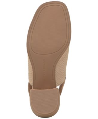 LUCKY BRAND Womens Beige V-Notch Detail At Vamp Goring Padded Jaila Round Toe Stacked Heel Slip On Leather Slingback M