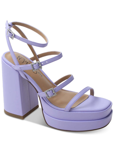 WILD PAIR Womens Purple 1-1/2" Platform Ankle Strap Goring Olyve Open Toe Block Heel Buckle Heeled Sandal 7 M