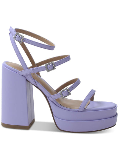 WILD PAIR Womens Purple 1-1/2" Platform Ankle Strap Goring Olyve Open Toe Block Heel Buckle Heeled Sandal 7 M