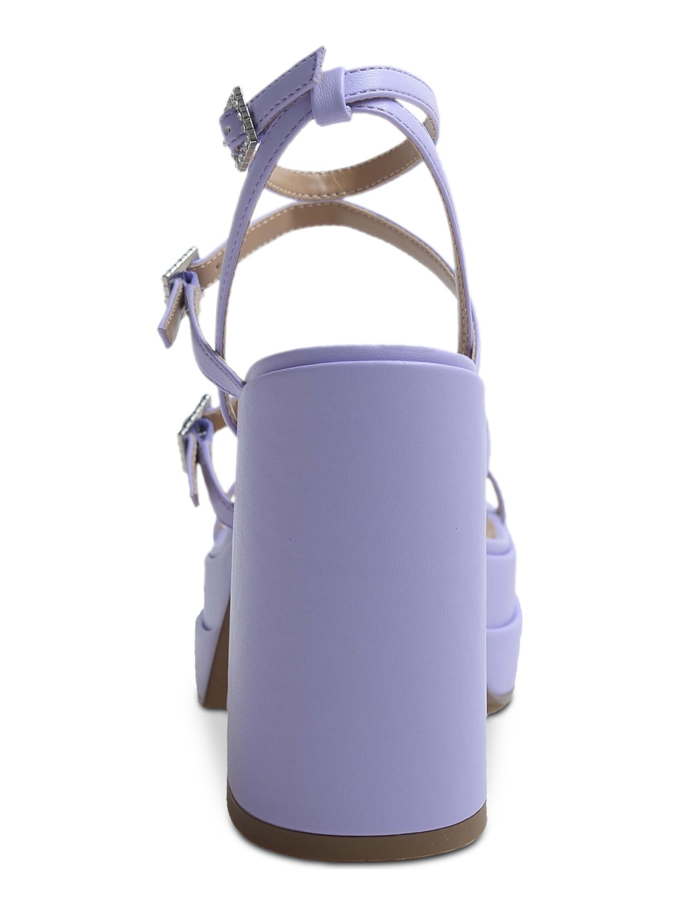 WILD PAIR Womens Purple 1-1/2" Platform Ankle Strap Goring Olyve Open Toe Block Heel Buckle Heeled Sandal 7 M