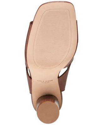 COLE HAAN Womens Brown Cushioned Ankle Strap Arch Support Reina Square Toe Stacked Heel Buckle Leather Dress Heeled B