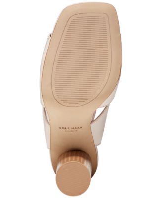 COLE HAAN Womens Ivory Ankle Strap Comfort Reina Square Toe Stacked Heel Buckle Dress Heeled B