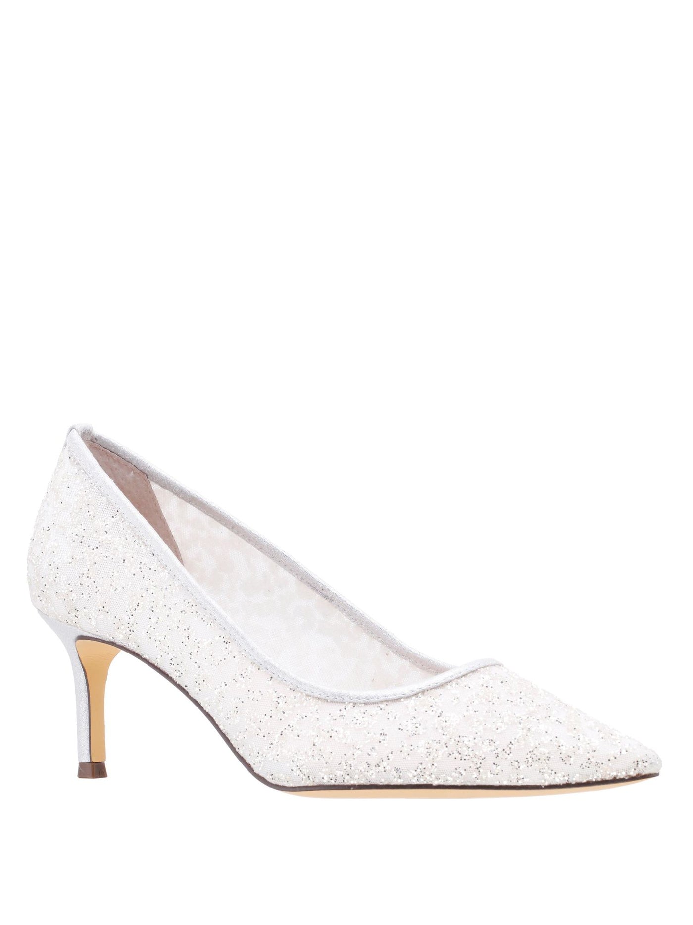 NINA Womens Silver Glitter Padded Nikki Pointed Toe Stiletto Slip On Dress Pumps Shoes 5 M