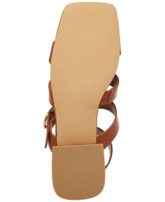 STEVE MADDEN Womens Brown Strappy Ankle Strap Aylin Square Toe Block Heel Buckle Leather Gladiator Sandals Shoes M