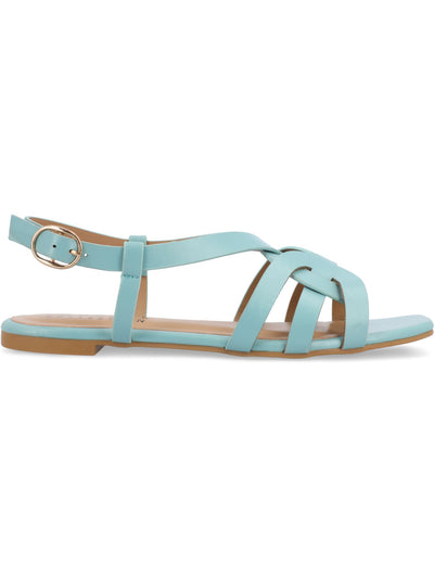 JOURNEE COLLECTION Womens Aqua Interlocking Straps Goring Padded Alorra Open Toe Buckle Slingback Sandal 6.5